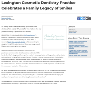 Lexington cosmetic dental practice announces that lead dentist’s daughter has joined Hamburg Expressions, the family practice