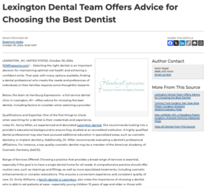 Lexington dental team Hamburg Expressions offers tips for selecting the best dentist